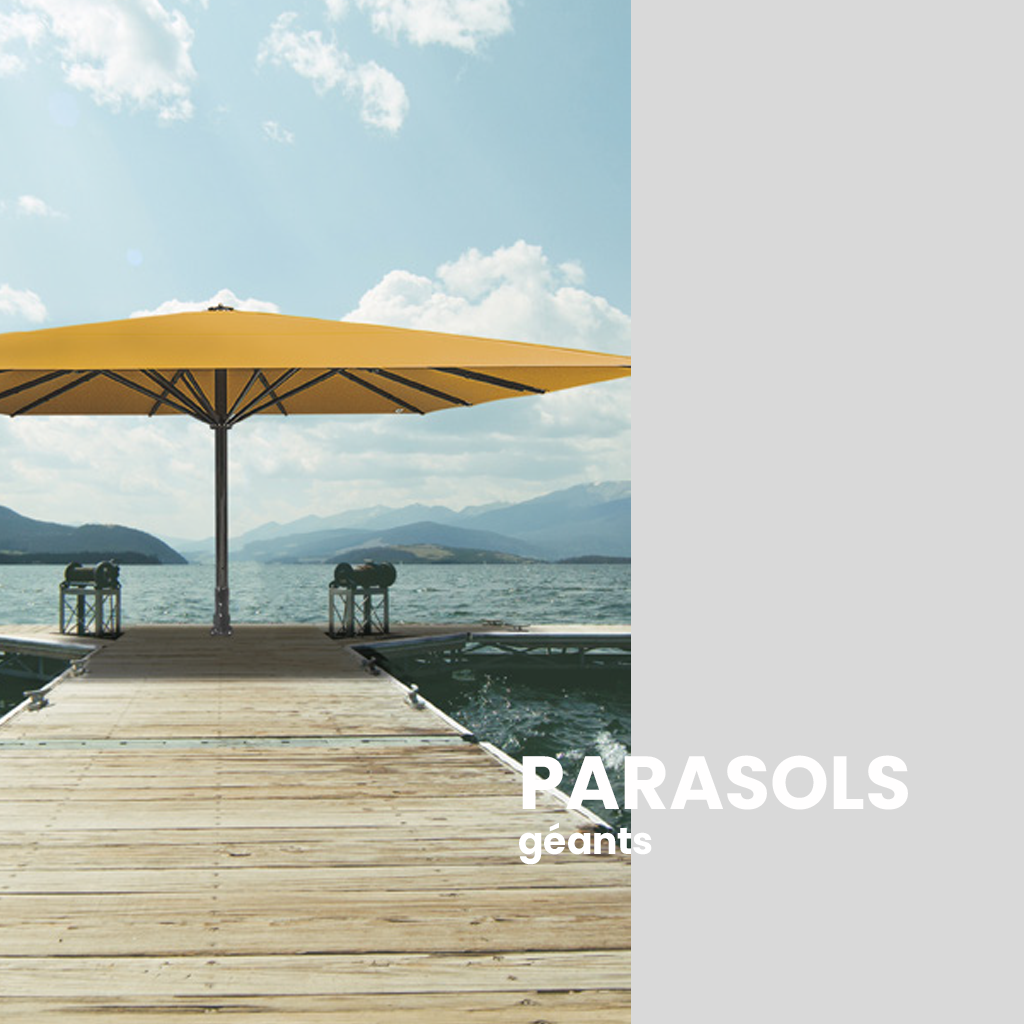 Des parasols géants pour protéger vos terrasses et espaces outdoor du soleil, de la pluie et même de la neige ! Du mobilier urbain venu tout droit d'Allemagne.